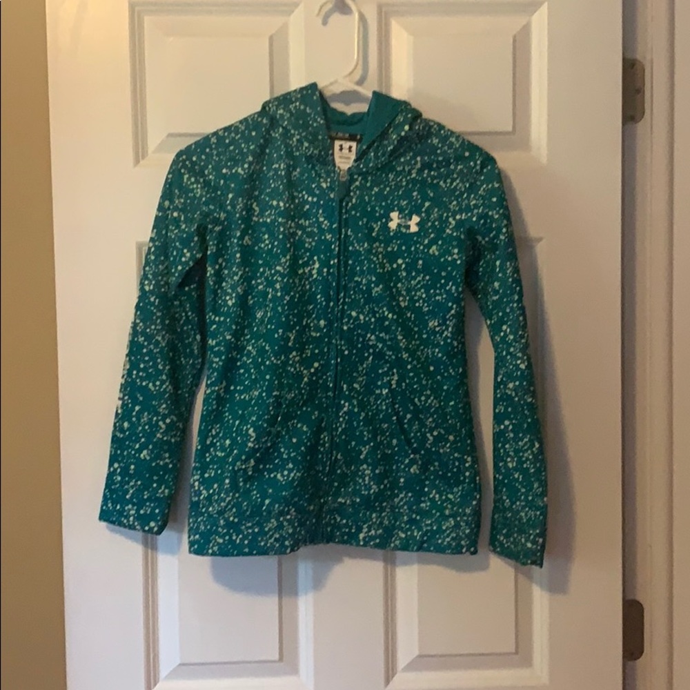 Youth Under Armour green zip up hoodie